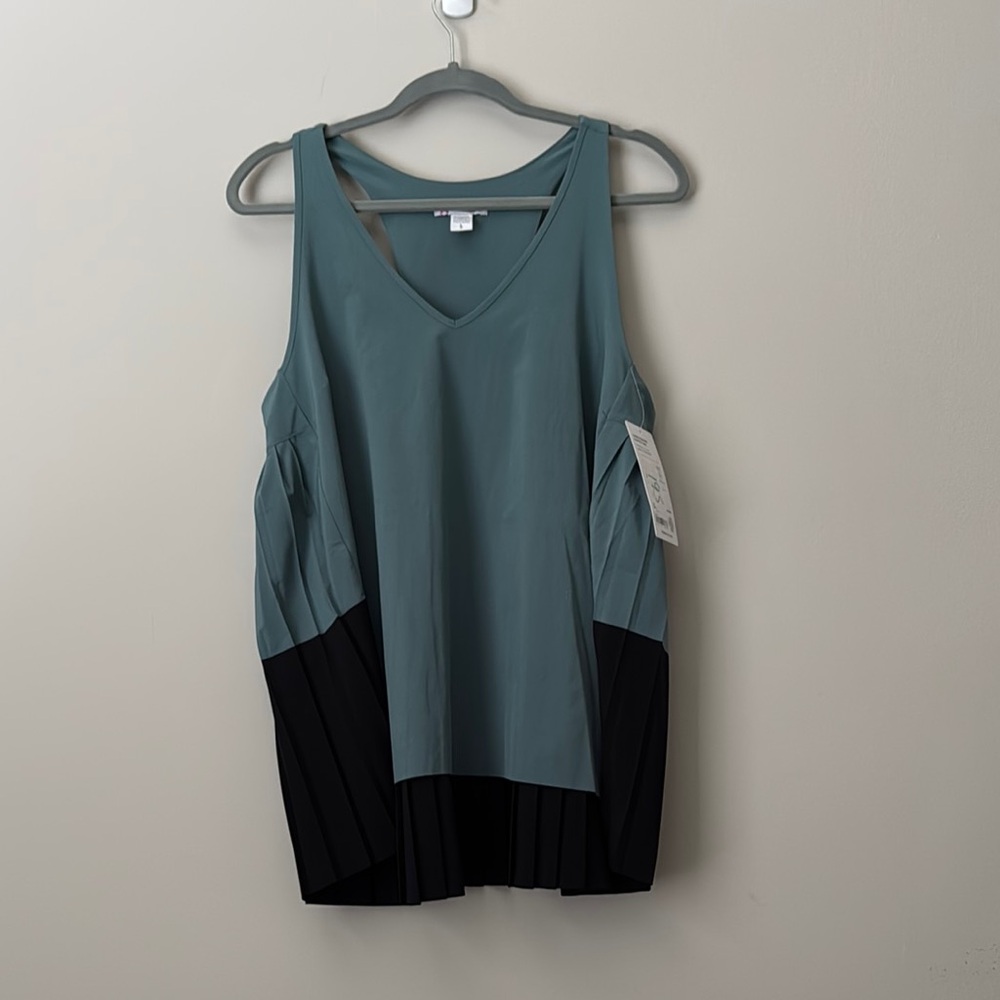 Athleta Blue Asymmetrical Pleated Tank Top